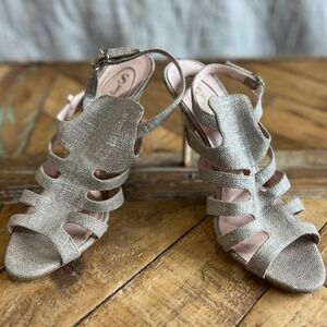 SJP Sparkly Heels Stilettos Strappy Evening Party‎ Shoes Neutral Size 39.5